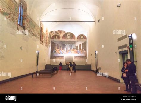 Pianta del refettorio di Santa Maria delle Grazie con la disposizione del Cenacolo