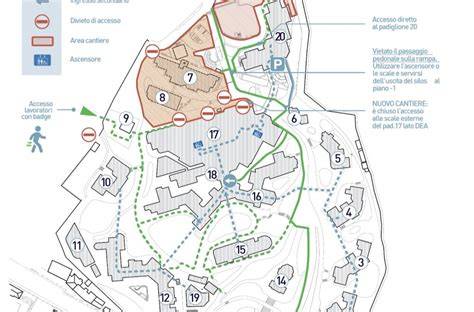 Schema dei percorsi pedonali e accesso all'abbazia dall'ingresso principale