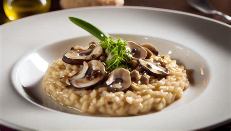 Fotografia di un piatto di risotto fumante servito in un ambiente informale