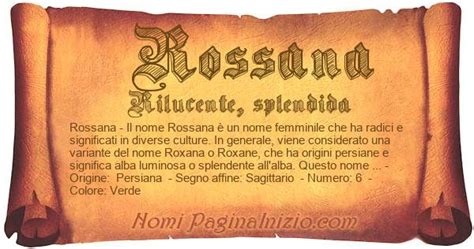 Schema che illustra l'etimologia del nome Rossana: dalla radice persiana Roshanak al greco Roxane fino all'italiano Rossana.