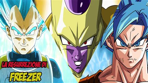 Artwork promozionale della saga della Resurrezione di Freezer con Goku Super Saiyan Blue e Golden Freezer.