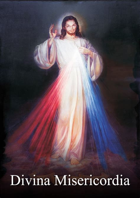 Immagine di Gesù Misericordioso con i raggi rosso e pallido