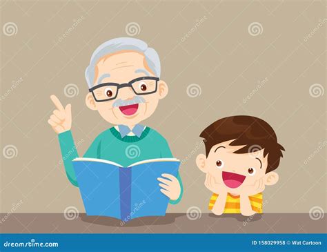 Nonni che insegnano ai nipoti con un libro illustrato