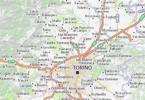 Mappa di Borgaro Torinese con evidenziata la posizione di Via Santi Cosma e Damiano e le principali fermate dei mezzi pubblici