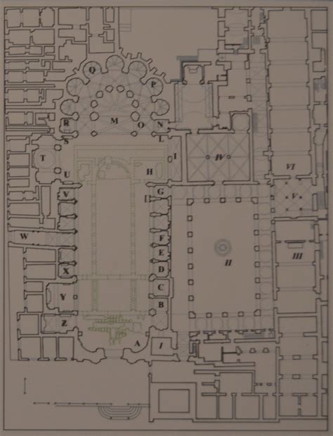 Pianta architettonica del complesso di Mirasole con l'evidenza del chiostro, della chiesa e della corte agricola.