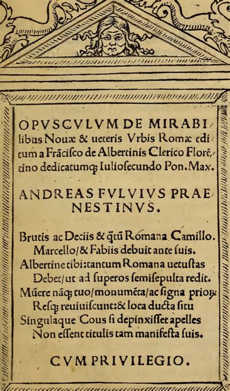 Frontespizio o pagina interna dell'Opusculum de mirabilibus novae et veteris urbis Romae