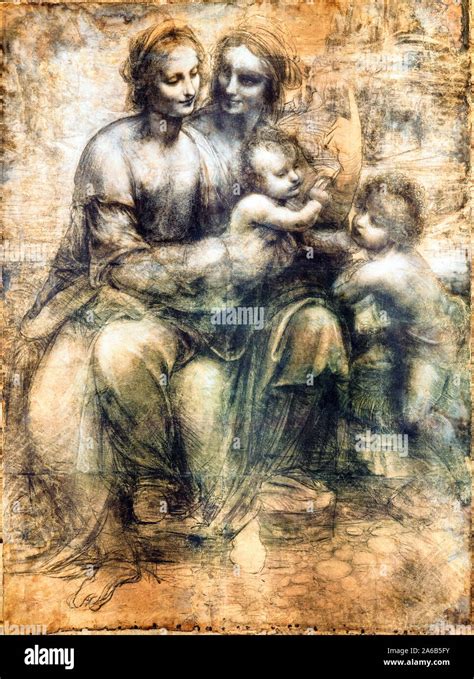 Schema comparativo tra il cartone di Leonardo da Vinci e la versione di Bernardino Luini con indicazione delle varianti compositive