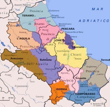 Mappa della regione ecclesiastica Abruzzo-Molise con evidenziata l'Arcidiocesi di Pescara-Penne