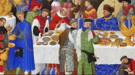 Tavola medievale con alimenti quaresimali e burro