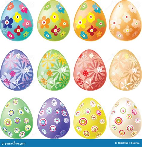 Illustrazione storica di uova pasquali decorate e colorate