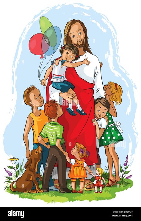 illustrazione di Gesù che accoglie le donne o i bambini