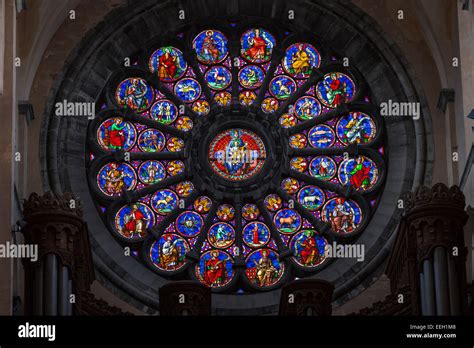 Rosone meridionale di Notre-Dame con vetrate colorate