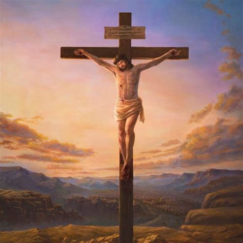 dipinto di Gesù sulla croce, simbolo del sacrificio per la redenzione