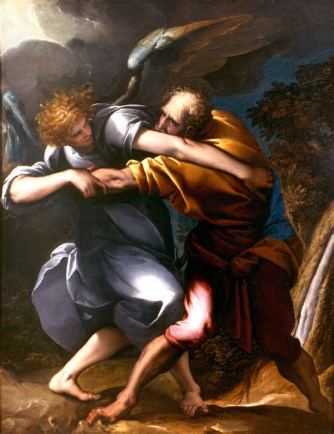 illustrazione biblica di Giacobbe che lotta con l'angelo