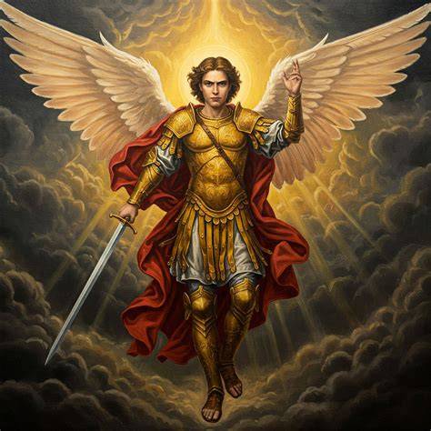 illustrazione di San Michele Arcangelo che sconfigge il demonio
