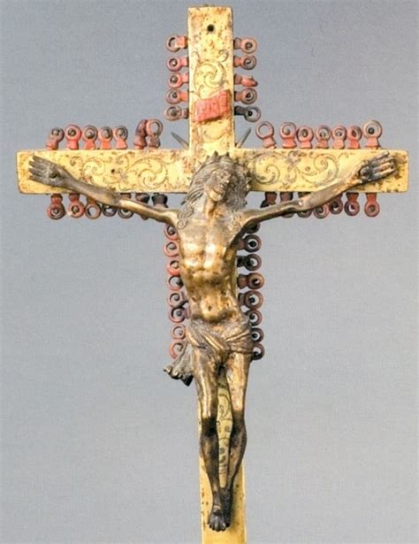 Crocifisso bronzeo del XVII secolo in una cornice intagliata