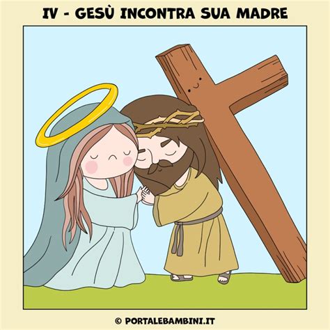 Illustrazione della crocifissione di Gesù in uno stile adatto ai bambini