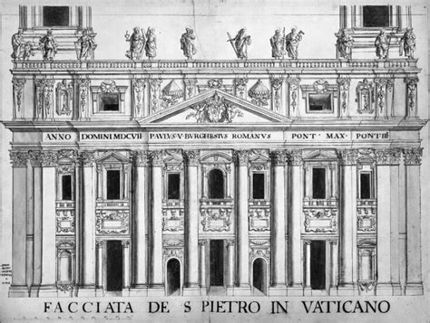 Disegno della facciata di Carlo Maderno per la Basilica di San Pietro