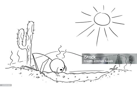 illustrazione di un'anima assetata che cerca una fonte d'acqua nel deserto