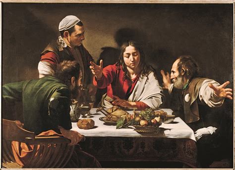 Dipinto raffigurante Gesù che spezza il pane con i due discepoli a Emmaus