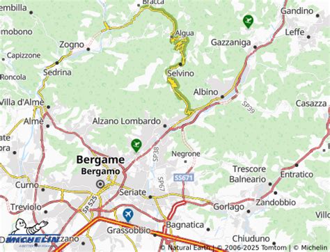 Mappa del territorio di Alzano Lombardo con i principali corsi d'acqua