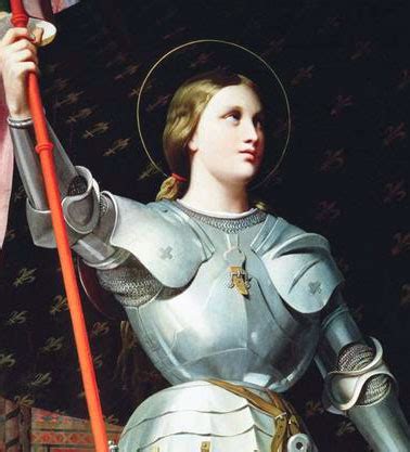 Giovanna d'Arco in armatura a cavallo, durante una battaglia