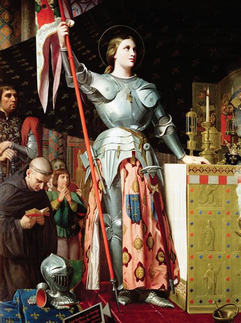 Giovanna d'Arco che sventola il suo stendardo durante la battaglia di Orléans
