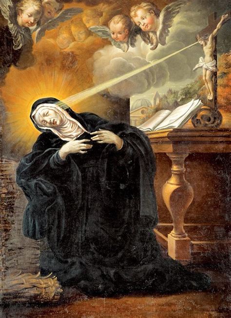 illustrazione di Santa Rita ammalata che riceve la rosa e i fichi miracolosi in inverno