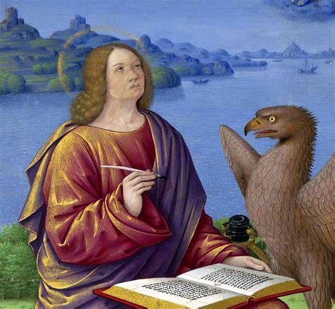 Rappresentazione tradizionale di San Giovanni Evangelista con l'aquila