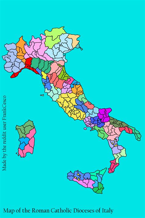 Mappa delle diocesi cattoliche in Italia
