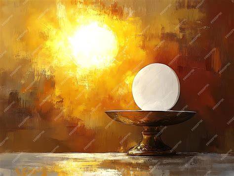 Thematic photo of the Eucharist with a subtle divine light