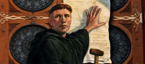 raffigurazione di Martin Lutero mentre affigge le 95 tesi