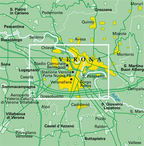 Mappa del territorio della Diocesi di Verona con indicazione delle vicarie e dei principali centri ecclesiastici.
