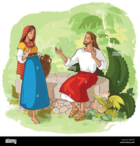 illustrazione di Gesù e la Samaritana al pozzo