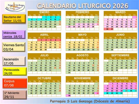 Calendario liturgico cattolico con evidenziato il Tempo Ordinario
