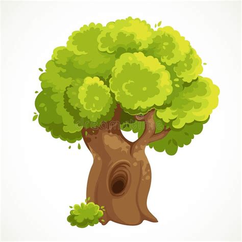 Illustrazione di un albero rigoglioso in un paesaggio naturale