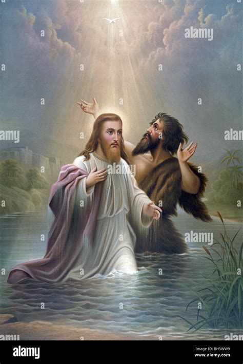 Raffigurazione del Battesimo di Gesù nel Giordano con Giovanni Battista e la colomba dello Spirito Santo