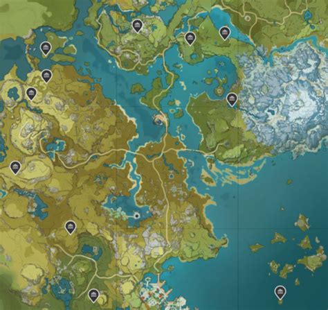 Mappa delle posizioni dei Santuari delle Profondità a Fontaine