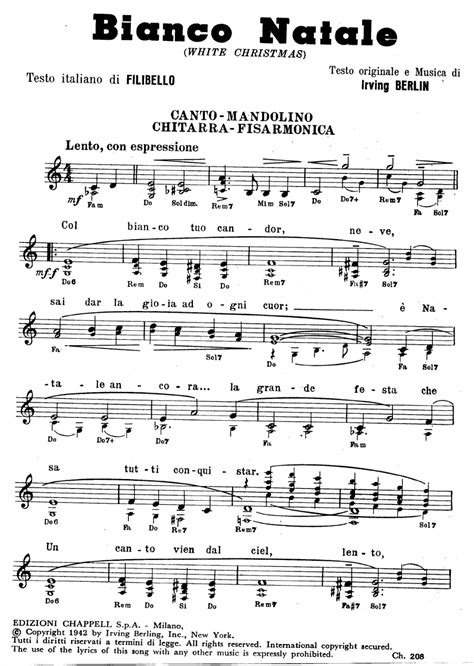 Spartito musicale di un canto natalizio con note e testo