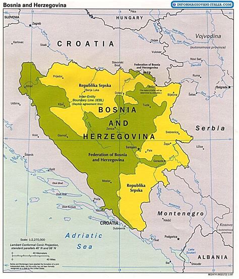 Mappa della Bosnia Erzegovina con evidenziato il villaggio di Medjugorje
