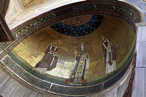 Dettaglio del mosaico absidale raffigurante Sant'Agnese, Onorio I e Simmaco