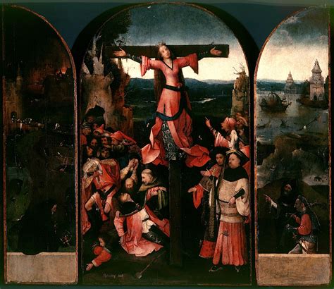 Il Trittico della Martire Crocifissa di Hieronymus Bosch, mettendo in evidenza le sue dimensioni