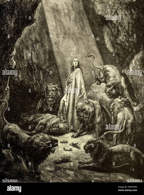 Illustrazione biblica del Profeta Daniele nella fossa dei leoni