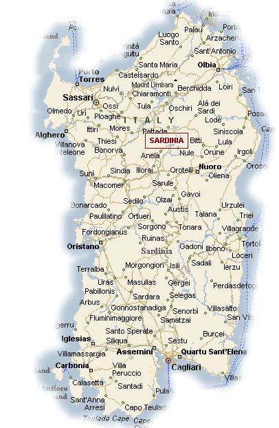 Mappa geografica della Sardegna con evidenziata l'area della Diocesi di Ales-Terralba