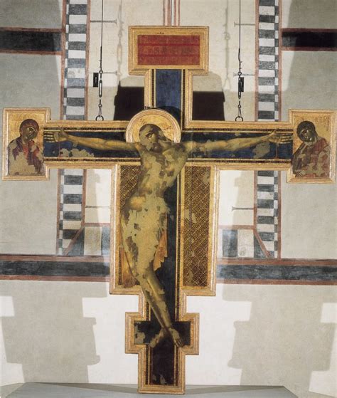 Crocifisso di Cimabue nella Basilica di Santa Croce a Firenze (foto prima e dopo l'alluvione del 1966)