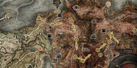 mappa che indica la posizione del Tunnel di Gael e del Magma Wyrm in Elden Ring