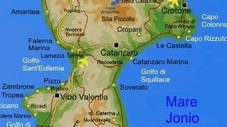 Mappa del Golfo di Squillace con l'ubicazione di Sant'Andrea Apostolo dello Ionio