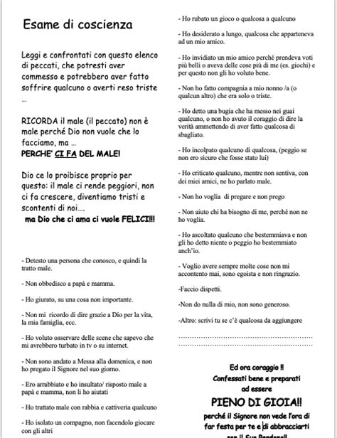 Esame di coscienza per bambini illustrato
