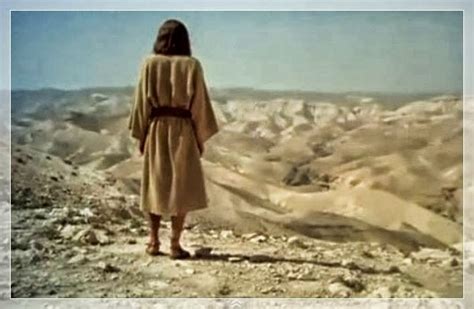 Gesù medita o digiuna nel deserto, con la presenza di animali selvatici e angeli