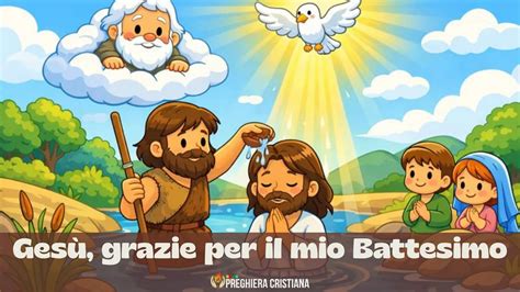Battesimo di Gesù in stile cartone animato per bambini